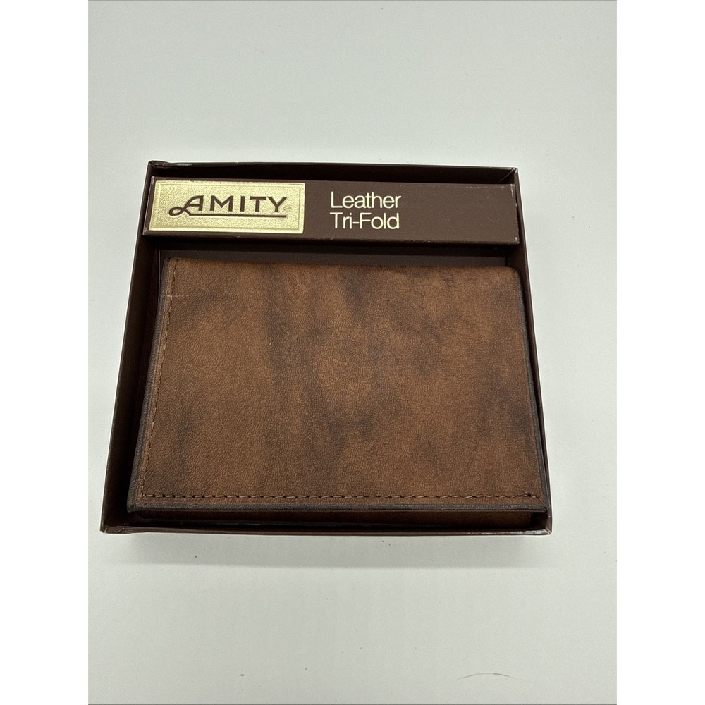 New Brown AMITY Leather Tri-Fold mens wallet Brown Soft Leather